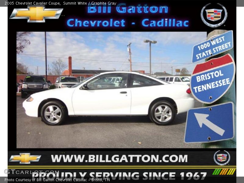 Summit White / Graphite Gray 2005 Chevrolet Cavalier Coupe