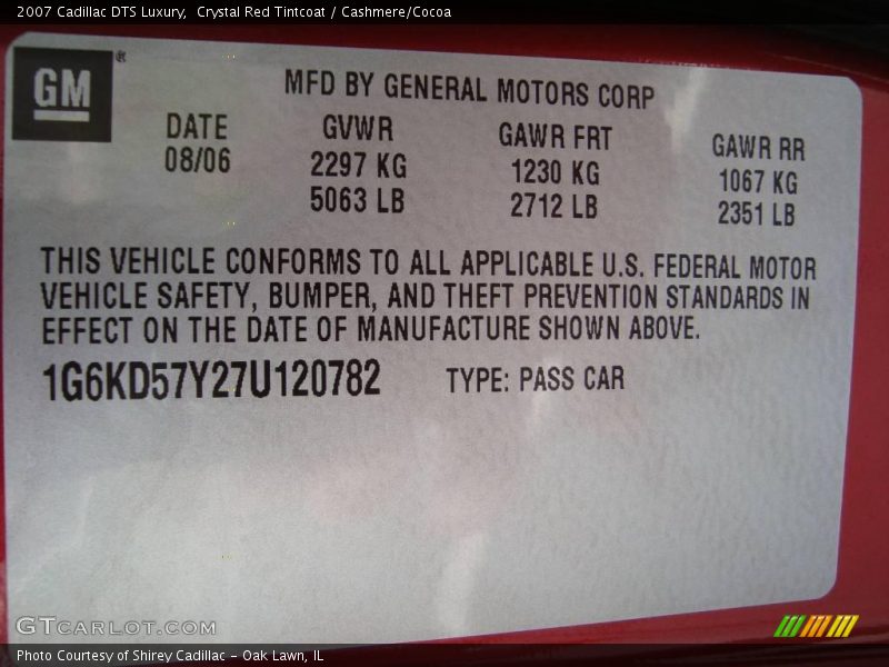 Crystal Red Tintcoat / Cashmere/Cocoa 2007 Cadillac DTS Luxury
