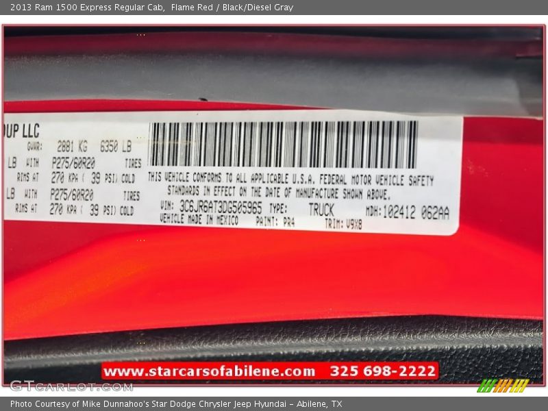 Flame Red / Black/Diesel Gray 2013 Ram 1500 Express Regular Cab