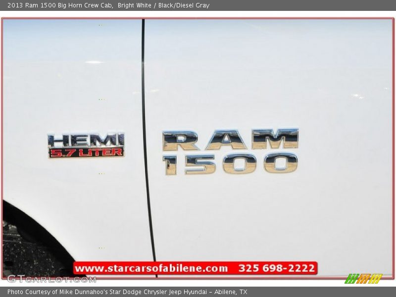 Bright White / Black/Diesel Gray 2013 Ram 1500 Big Horn Crew Cab