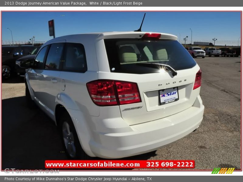White / Black/Light Frost Beige 2013 Dodge Journey American Value Package