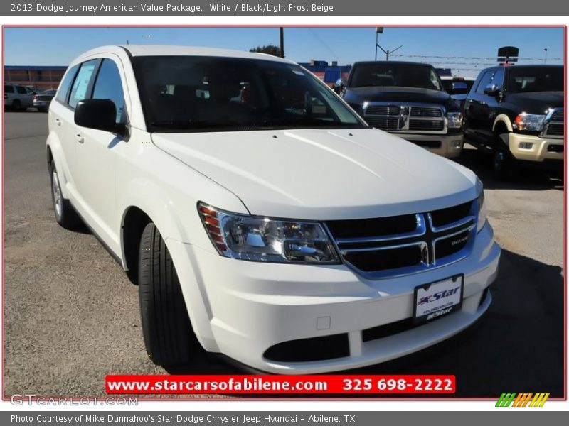 White / Black/Light Frost Beige 2013 Dodge Journey American Value Package
