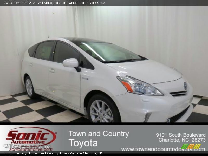 Blizzard White Pearl / Dark Gray 2013 Toyota Prius v Five Hybrid