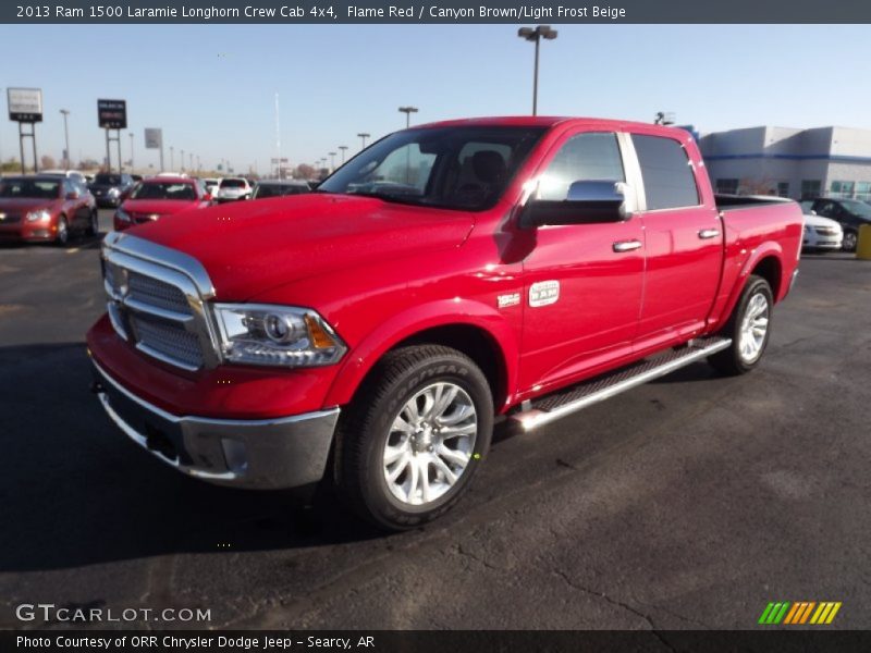 Flame Red / Canyon Brown/Light Frost Beige 2013 Ram 1500 Laramie Longhorn Crew Cab 4x4