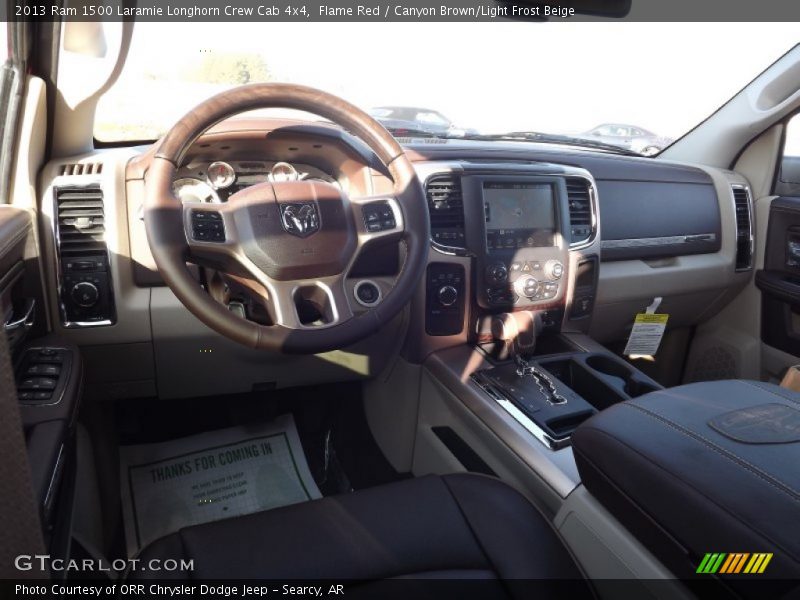 Flame Red / Canyon Brown/Light Frost Beige 2013 Ram 1500 Laramie Longhorn Crew Cab 4x4