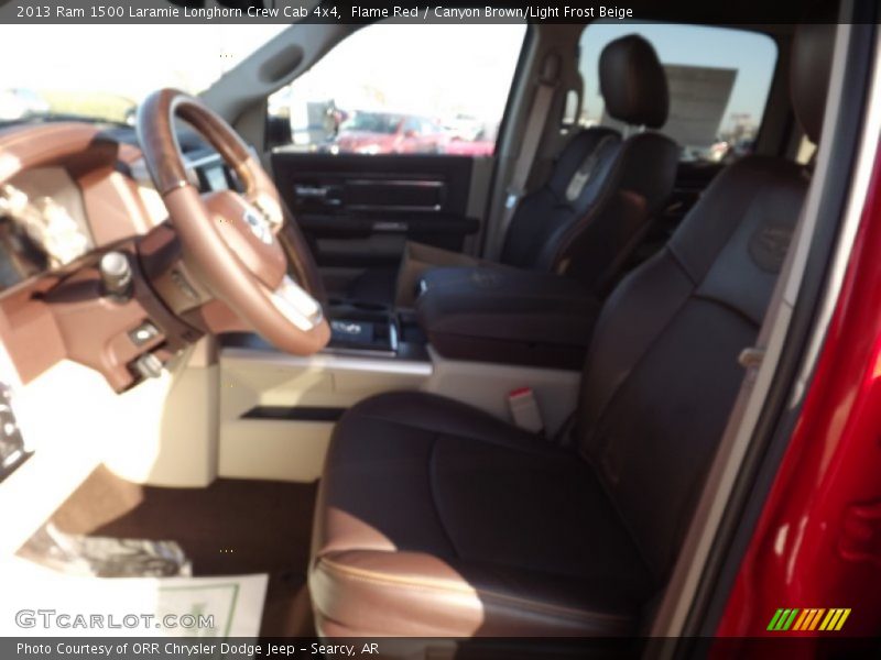 Flame Red / Canyon Brown/Light Frost Beige 2013 Ram 1500 Laramie Longhorn Crew Cab 4x4