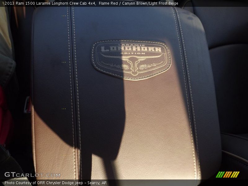 Flame Red / Canyon Brown/Light Frost Beige 2013 Ram 1500 Laramie Longhorn Crew Cab 4x4