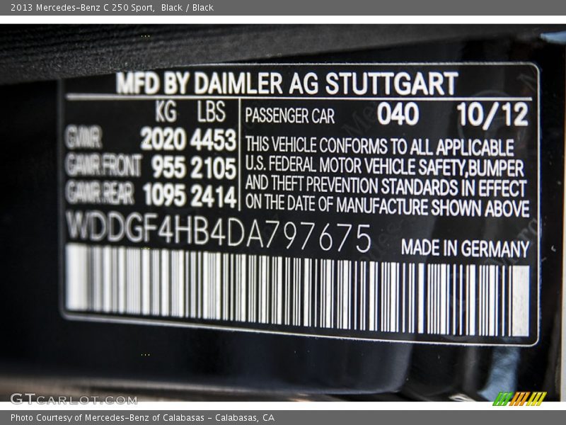 Black / Black 2013 Mercedes-Benz C 250 Sport