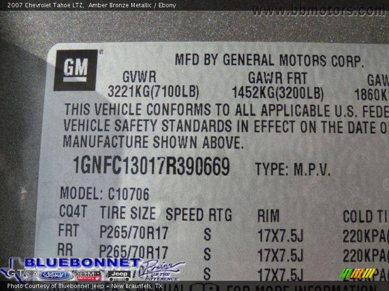 Amber Bronze Metallic / Ebony 2007 Chevrolet Tahoe LTZ