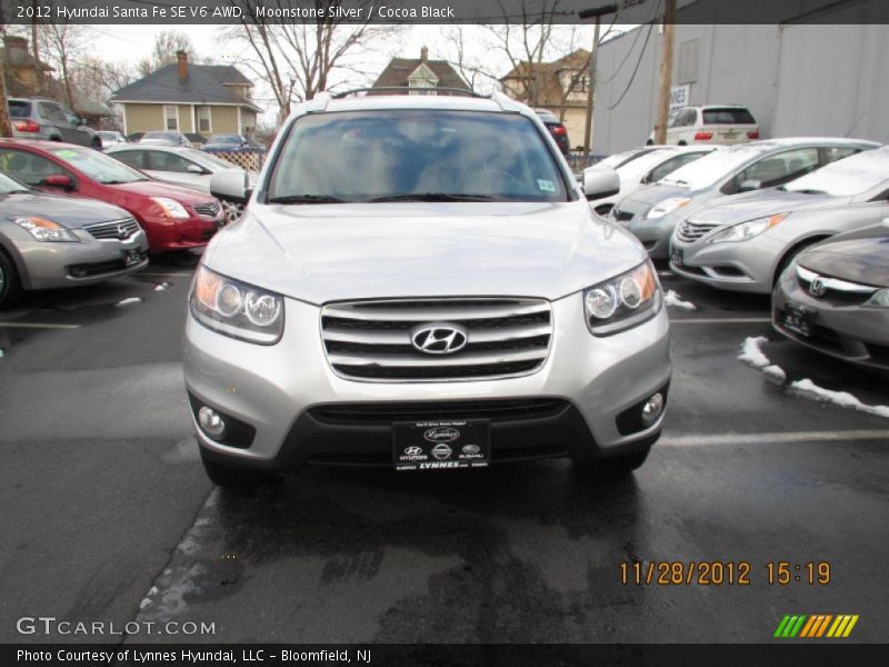 Moonstone Silver / Cocoa Black 2012 Hyundai Santa Fe SE V6 AWD