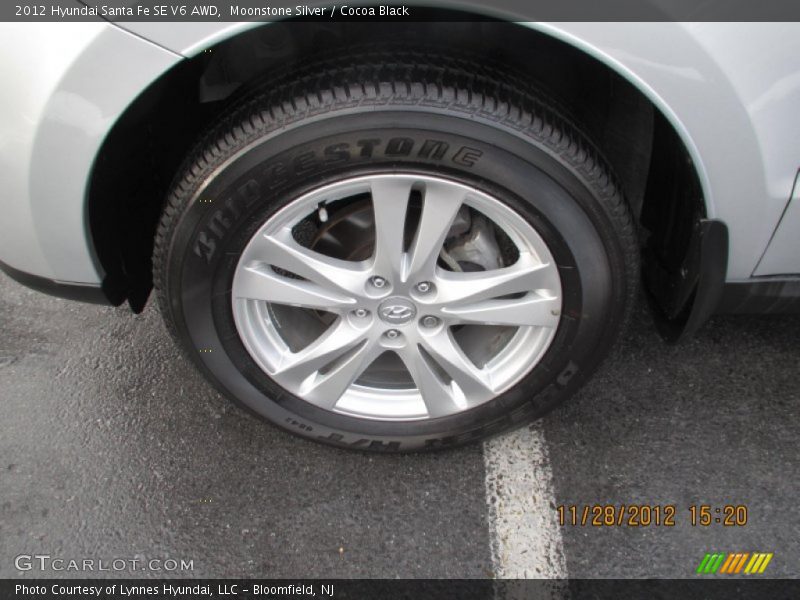 Moonstone Silver / Cocoa Black 2012 Hyundai Santa Fe SE V6 AWD