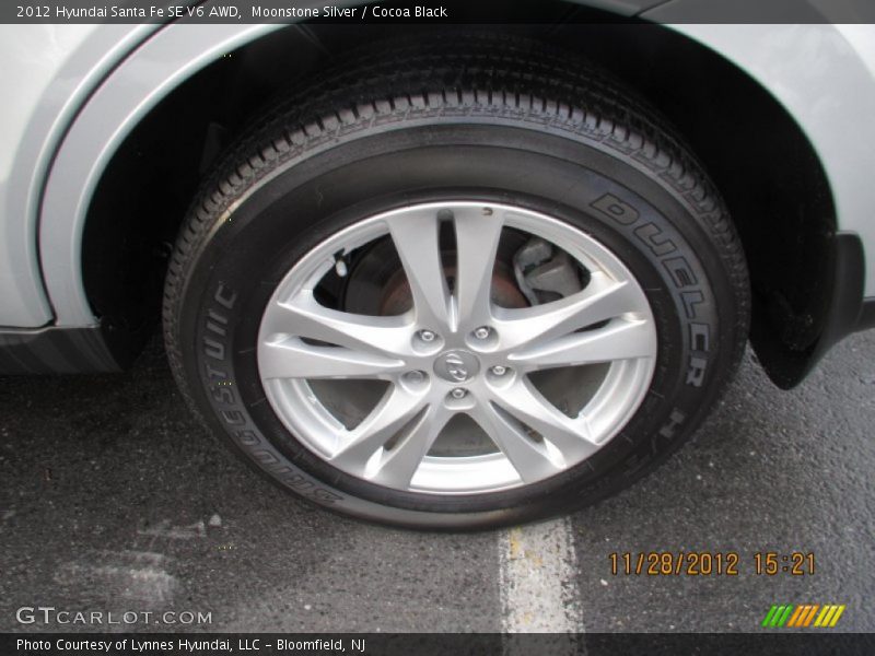 Moonstone Silver / Cocoa Black 2012 Hyundai Santa Fe SE V6 AWD