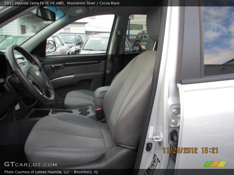 Moonstone Silver / Cocoa Black 2012 Hyundai Santa Fe SE V6 AWD