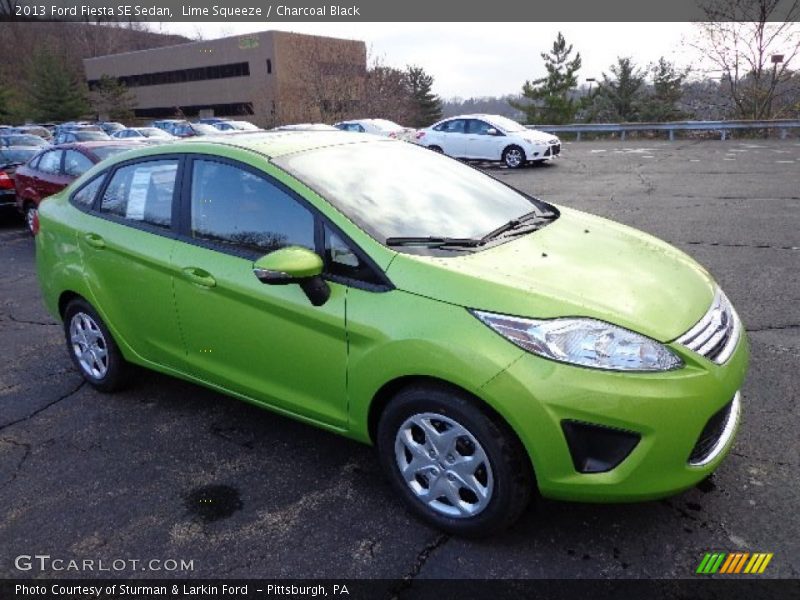 Lime Squeeze / Charcoal Black 2013 Ford Fiesta SE Sedan