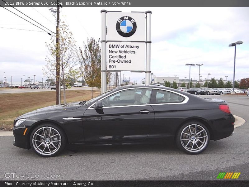 Black Sapphire Metallic / Ivory White 2013 BMW 6 Series 650i Coupe