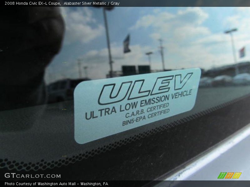 Alabaster Silver Metallic / Gray 2008 Honda Civic EX-L Coupe