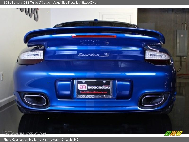 Aqua Blue Metallic / Black/Cream 2011 Porsche 911 Turbo S Coupe