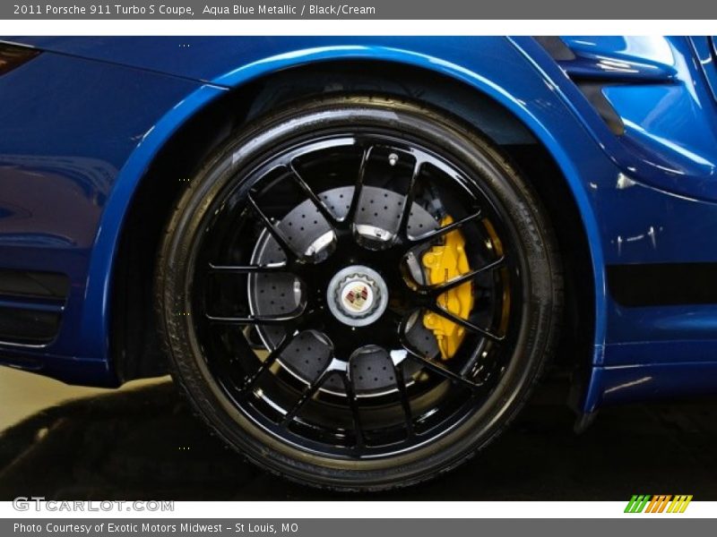 Aqua Blue Metallic / Black/Cream 2011 Porsche 911 Turbo S Coupe