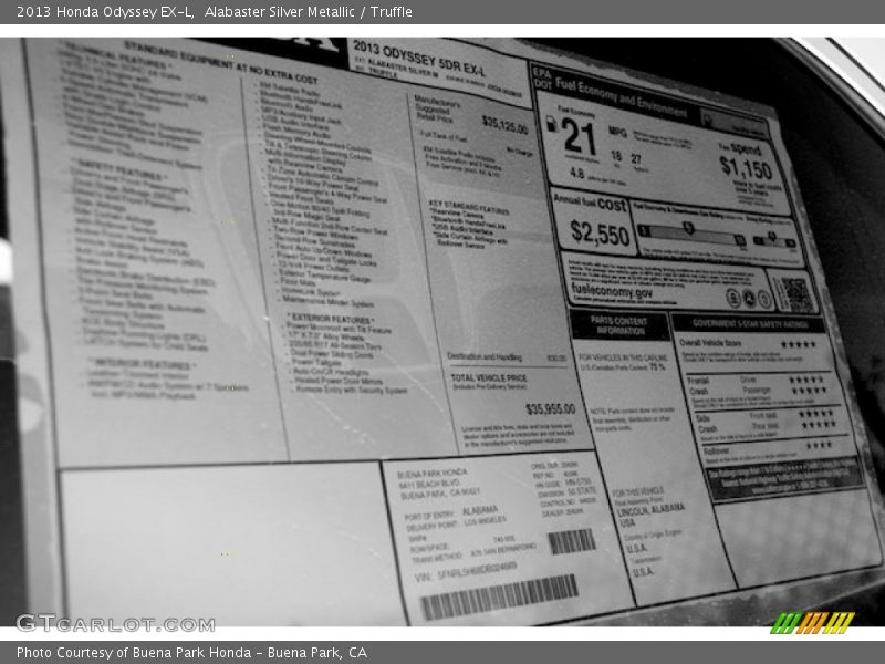 Alabaster Silver Metallic / Truffle 2013 Honda Odyssey EX-L