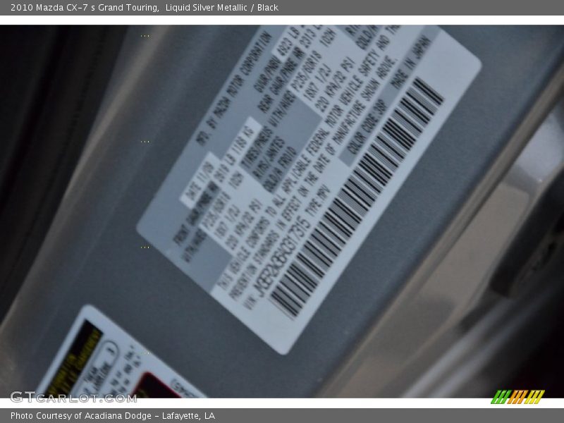 Liquid Silver Metallic / Black 2010 Mazda CX-7 s Grand Touring