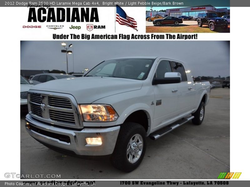 Bright White / Light Pebble Beige/Bark Brown 2012 Dodge Ram 2500 HD Laramie Mega Cab 4x4