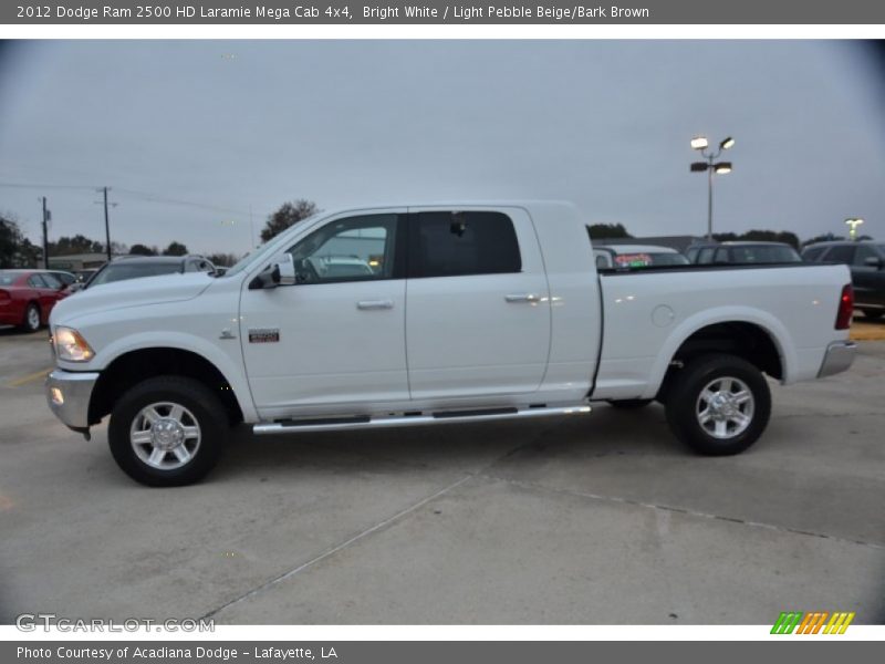 Bright White / Light Pebble Beige/Bark Brown 2012 Dodge Ram 2500 HD Laramie Mega Cab 4x4