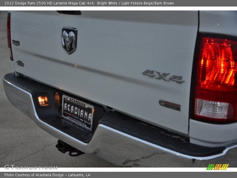 Bright White / Light Pebble Beige/Bark Brown 2012 Dodge Ram 2500 HD Laramie Mega Cab 4x4