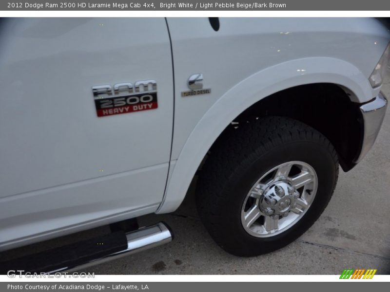 Bright White / Light Pebble Beige/Bark Brown 2012 Dodge Ram 2500 HD Laramie Mega Cab 4x4