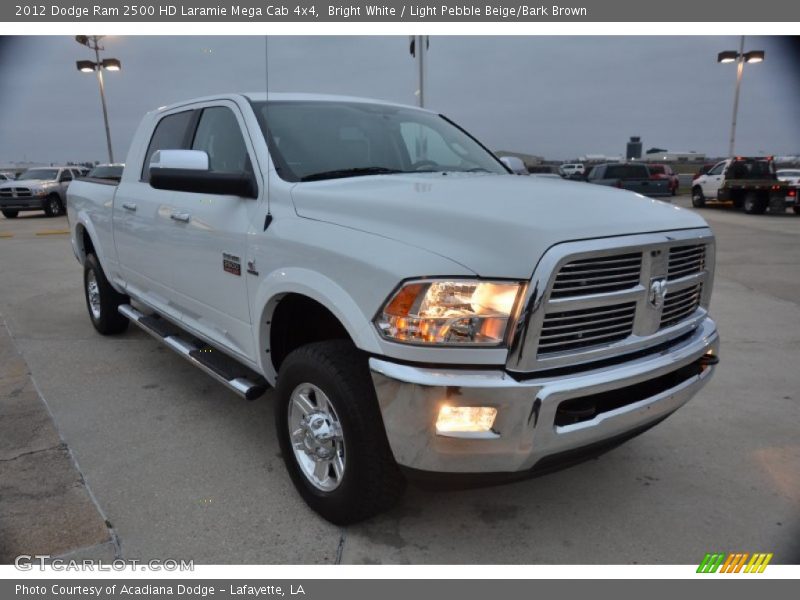 Bright White / Light Pebble Beige/Bark Brown 2012 Dodge Ram 2500 HD Laramie Mega Cab 4x4