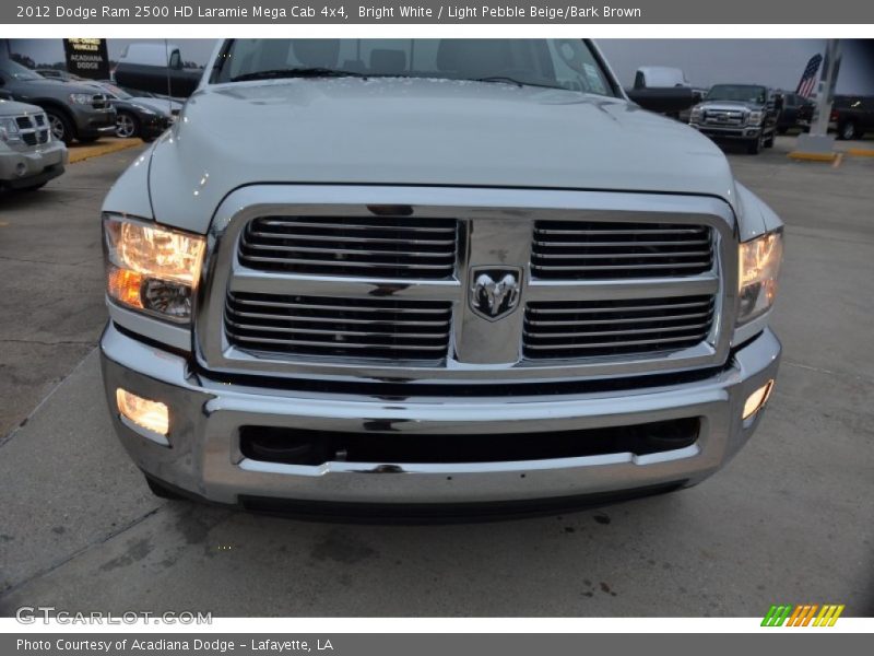 Bright White / Light Pebble Beige/Bark Brown 2012 Dodge Ram 2500 HD Laramie Mega Cab 4x4