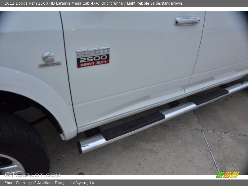 Bright White / Light Pebble Beige/Bark Brown 2012 Dodge Ram 2500 HD Laramie Mega Cab 4x4