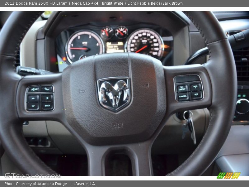 Bright White / Light Pebble Beige/Bark Brown 2012 Dodge Ram 2500 HD Laramie Mega Cab 4x4