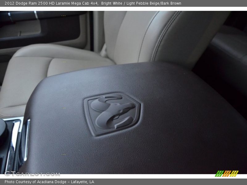 Bright White / Light Pebble Beige/Bark Brown 2012 Dodge Ram 2500 HD Laramie Mega Cab 4x4