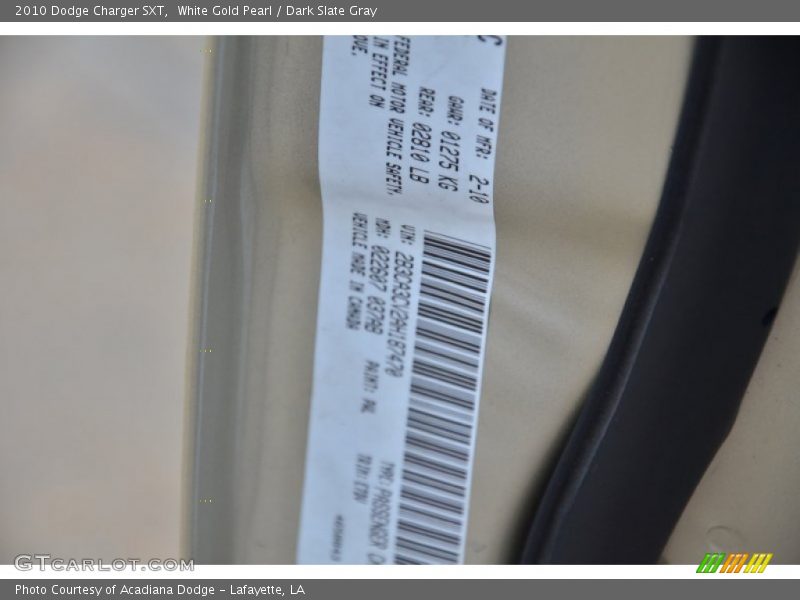White Gold Pearl / Dark Slate Gray 2010 Dodge Charger SXT