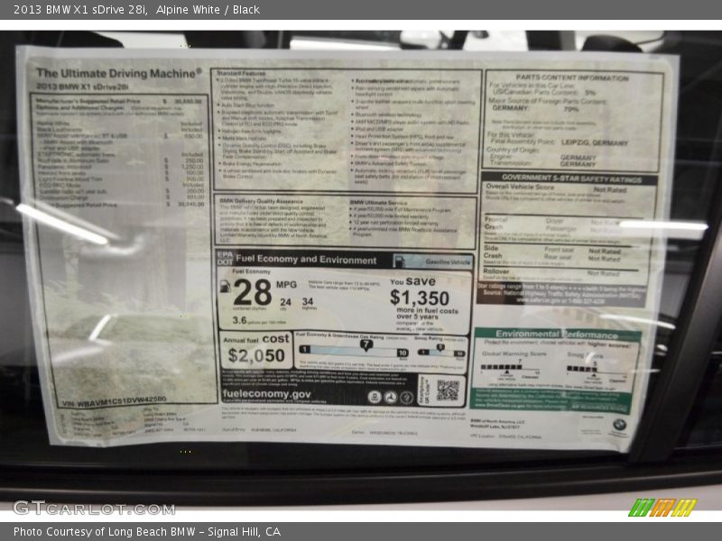Alpine White / Black 2013 BMW X1 sDrive 28i