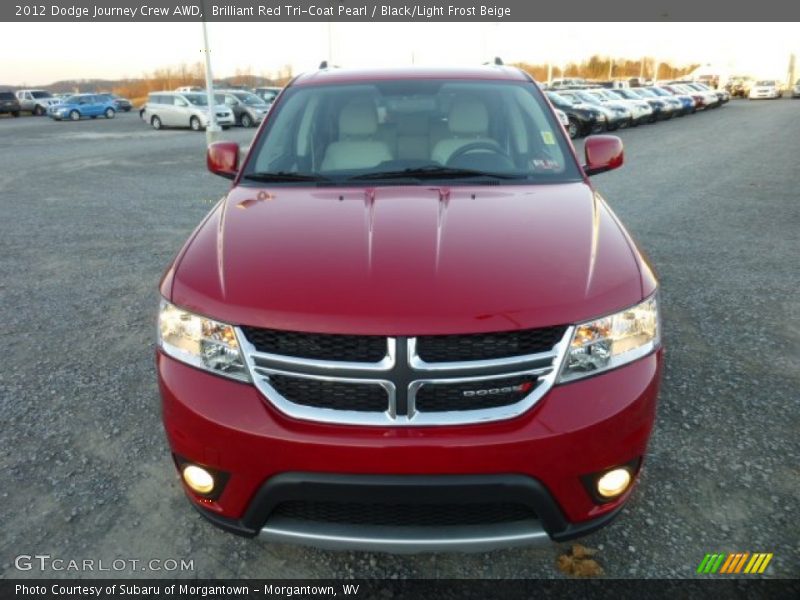 Brilliant Red Tri-Coat Pearl / Black/Light Frost Beige 2012 Dodge Journey Crew AWD