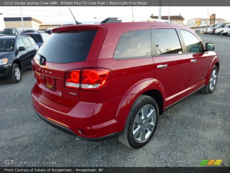 Brilliant Red Tri-Coat Pearl / Black/Light Frost Beige 2012 Dodge Journey Crew AWD
