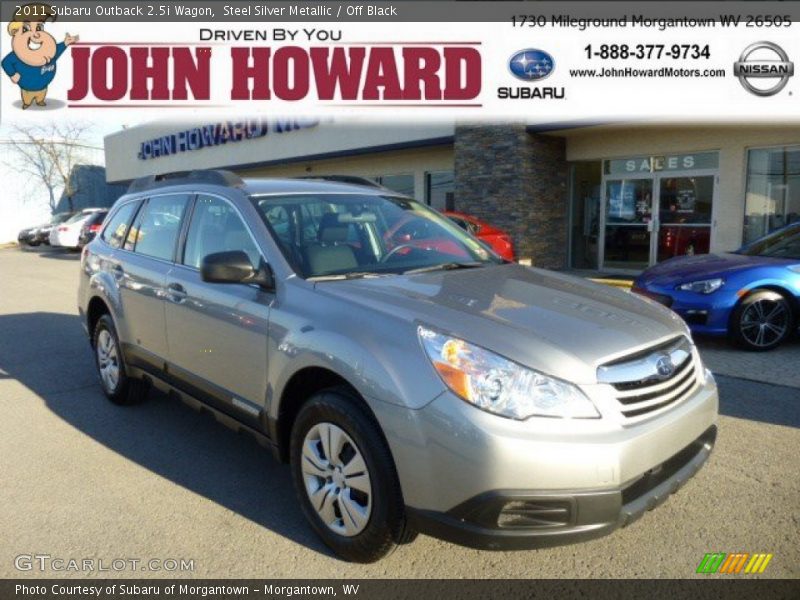 Steel Silver Metallic / Off Black 2011 Subaru Outback 2.5i Wagon