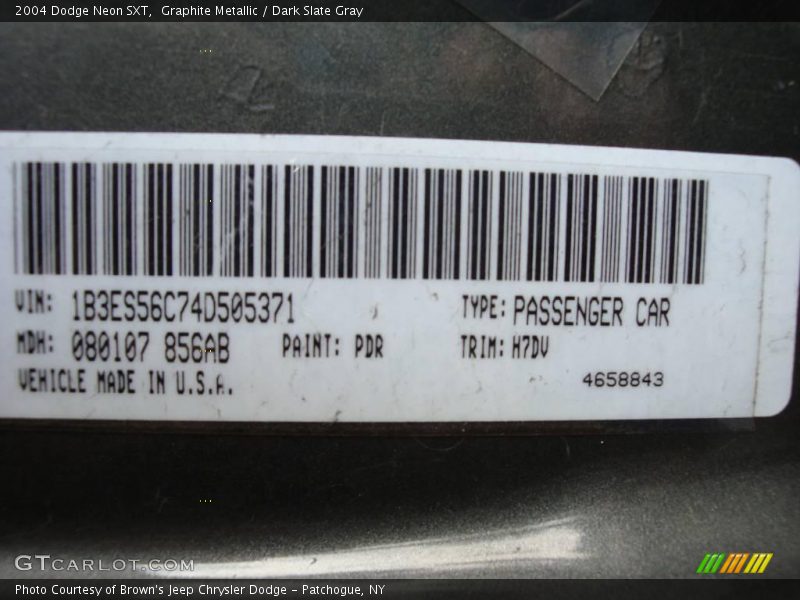 Graphite Metallic / Dark Slate Gray 2004 Dodge Neon SXT