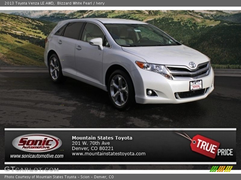 Blizzard White Pearl / Ivory 2013 Toyota Venza LE AWD