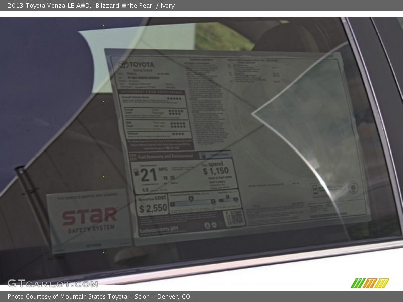 Blizzard White Pearl / Ivory 2013 Toyota Venza LE AWD