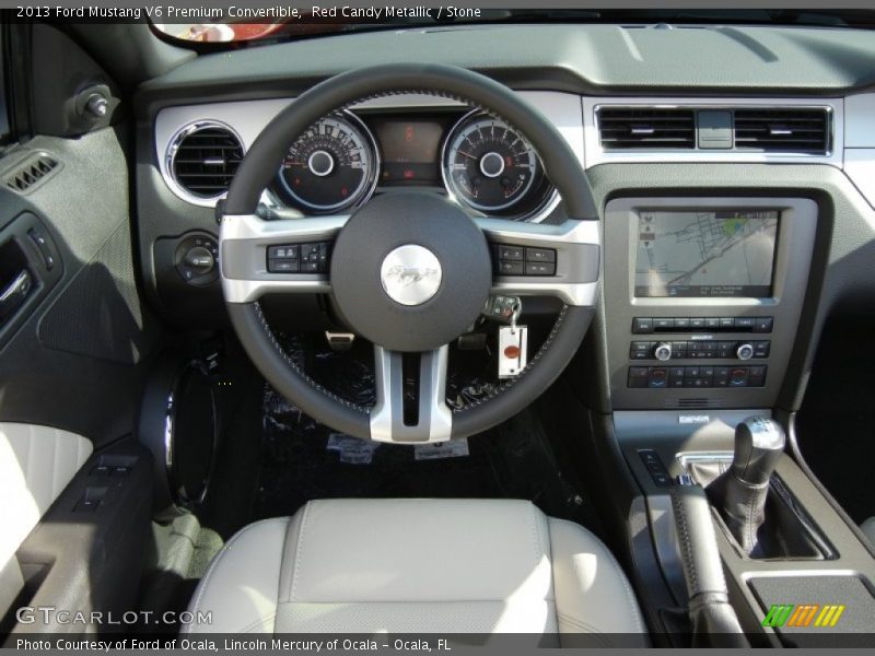 Red Candy Metallic / Stone 2013 Ford Mustang V6 Premium Convertible