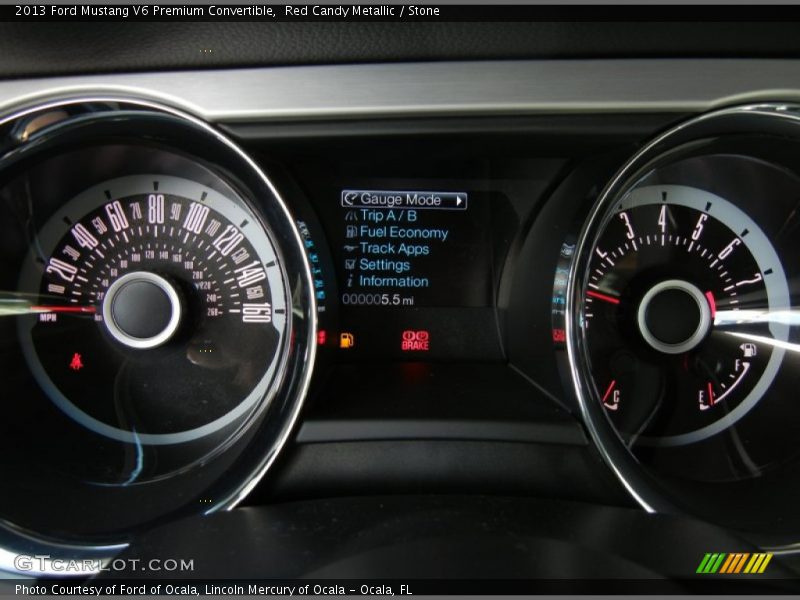 Red Candy Metallic / Stone 2013 Ford Mustang V6 Premium Convertible