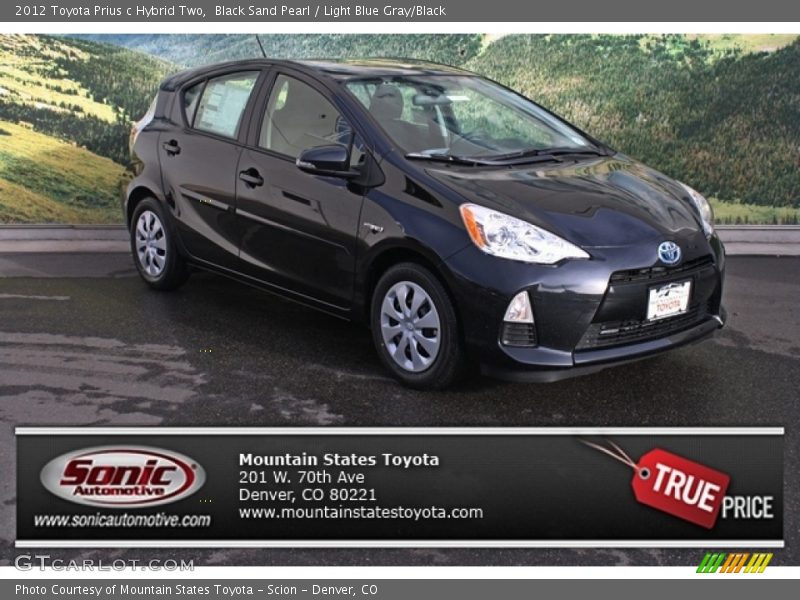 Black Sand Pearl / Light Blue Gray/Black 2012 Toyota Prius c Hybrid Two