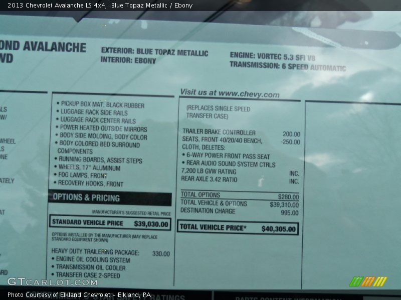 Blue Topaz Metallic / Ebony 2013 Chevrolet Avalanche LS 4x4