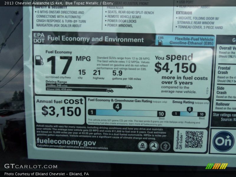 Blue Topaz Metallic / Ebony 2013 Chevrolet Avalanche LS 4x4
