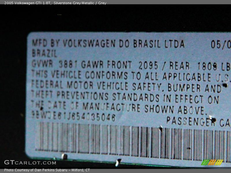 Silverstone Grey Metallic / Grey 2005 Volkswagen GTI 1.8T