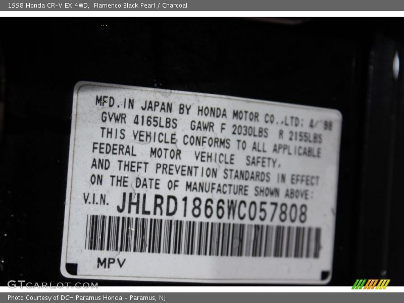 Flamenco Black Pearl / Charcoal 1998 Honda CR-V EX 4WD