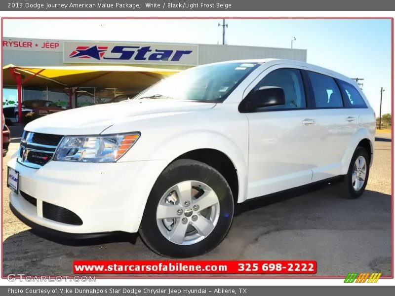 White / Black/Light Frost Beige 2013 Dodge Journey American Value Package