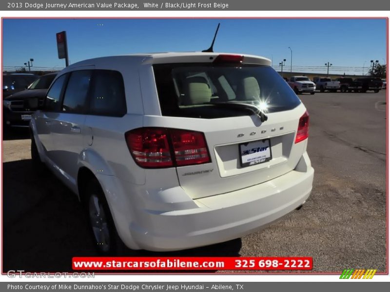 White / Black/Light Frost Beige 2013 Dodge Journey American Value Package